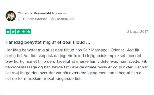 Anmeldelse af Fair Billig Massage Nyborg ved Jens Nielsen 1